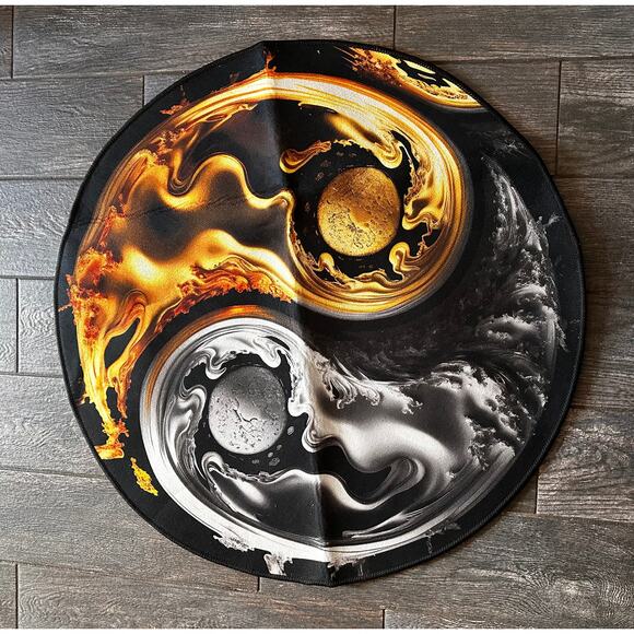 Ying-Yang Gold and Silver Rug - Picture 1 of 1